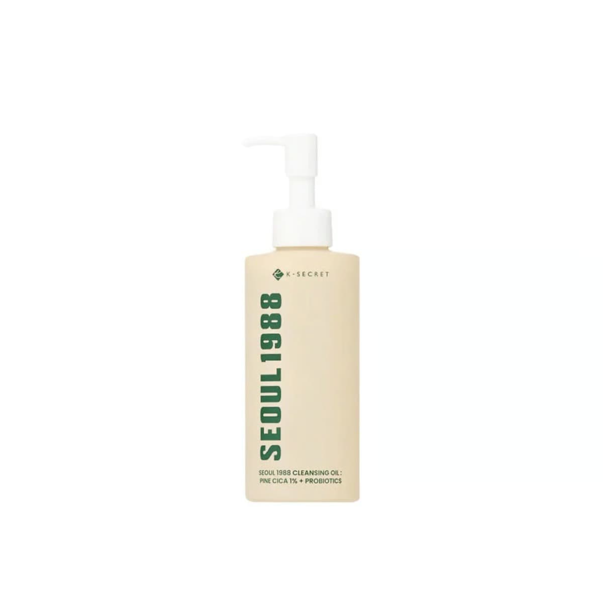 K-Secret Seoul 1988 Cleansing Oil con Pine Cica 1% y Probióticos, aceite limpiador coreano calmante para piel sensible que elimina maquillaje sin irritar ni resecar