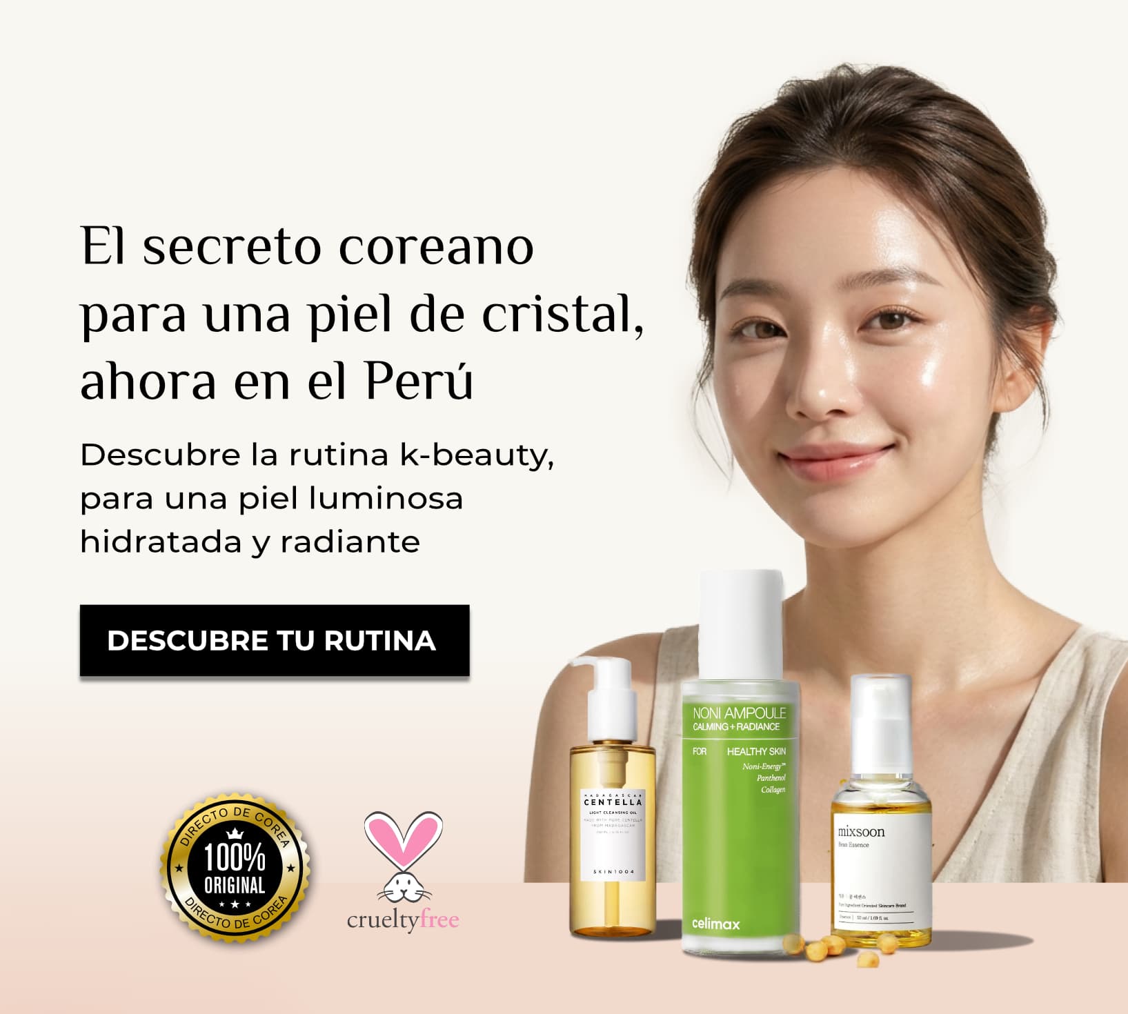 belm.pe secreto coreano para piel de cristal en Perú – rutina K-beauty con SKIN1004, Celimax y Mixsoon 100% original directo de Corea